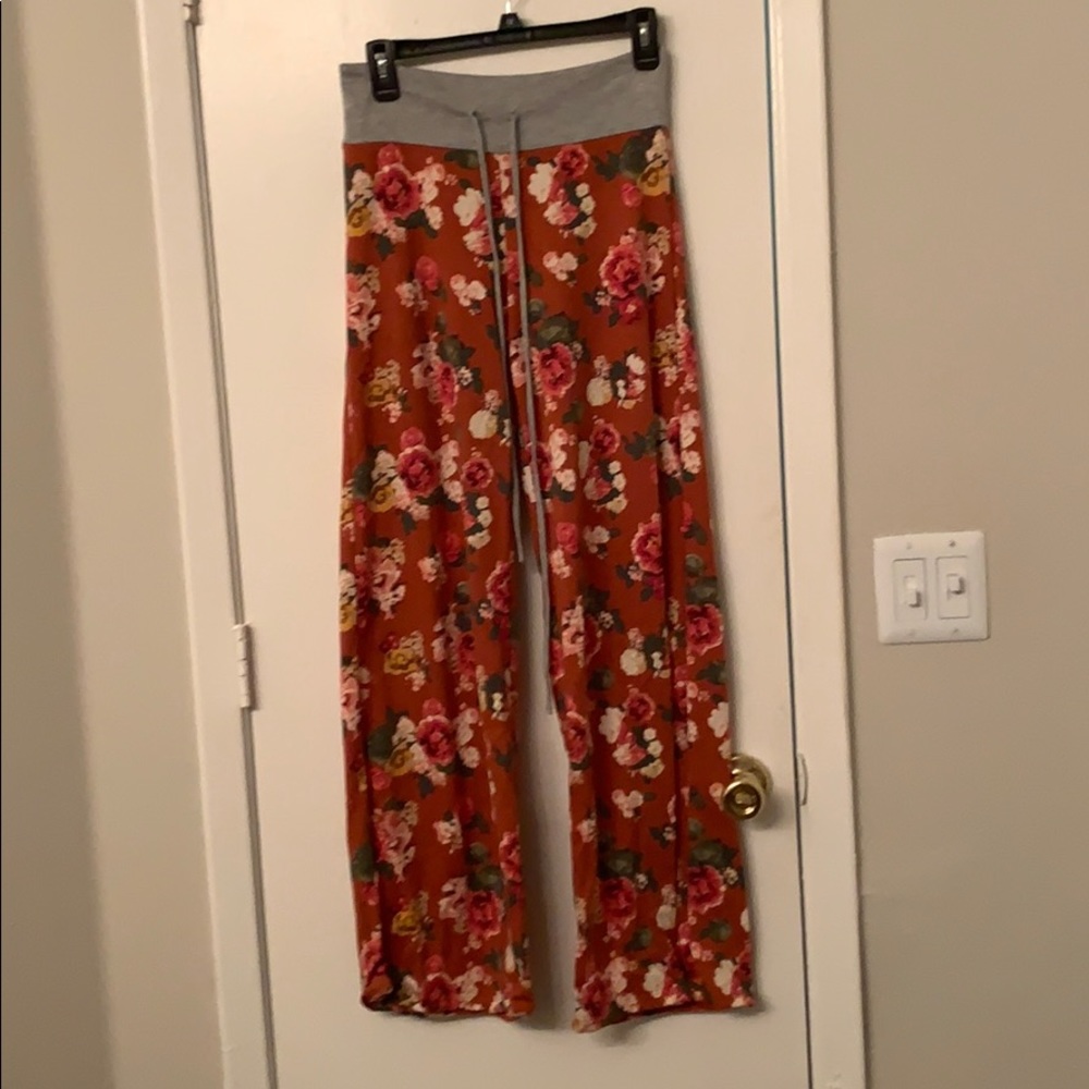 Orange floral lounge pants
